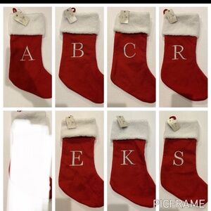 NEW Red and white Christmas stockings initial letter embroidered letter